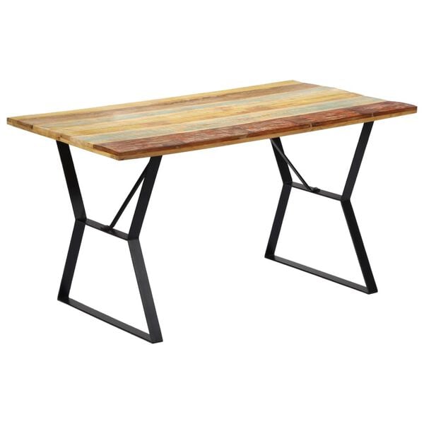 vidaXL Tavolo da Pranzo 140x80x76 cm in Legno Massello di Recupero