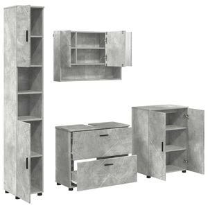 vidaXL Set di mobili per il bagno 4 pz Grigio cemento 35 x 30 x 192 cm