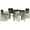 vidaXL Set da Pranzo per Giardino 5 pz Grigio chiaro polyrattan