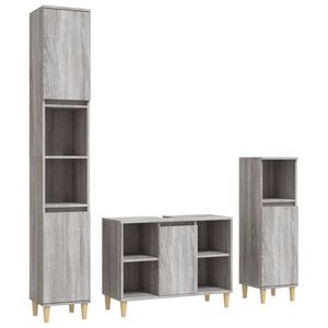 vidaXL Set Mobili da Bagno 3 pz Grigio Sonoma in Legno Multistrato