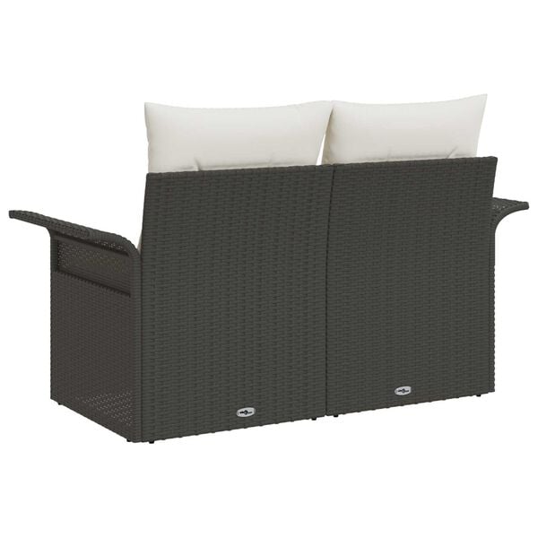 vidaXL Divano da giardino con cuscino Nero 141 x 62 x 69cm polyrattan
