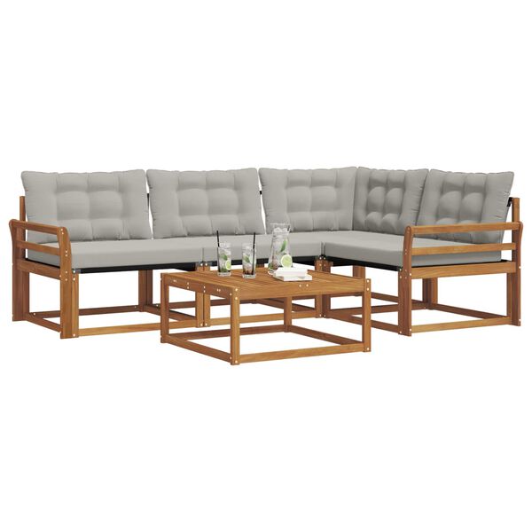 vidaXL Set di divani da esterno 5 pcs Grigio Naturale e Chiaro