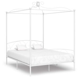 vidaXL Letto a Baldacchino Bianco in Metallo 180x200 cm