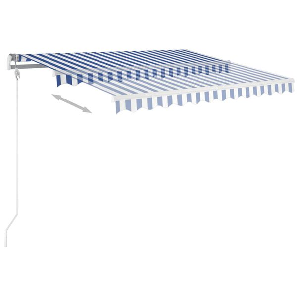 vidaXL Tenda da Sole Retrattile Manuale con LED 3x2,5 m Blu e Bianco
