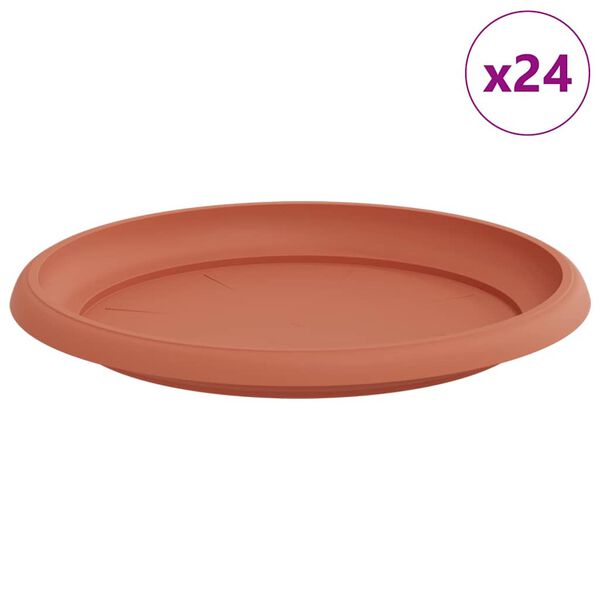 vidaXL Vassoio Rotondo per Fiori 24 pcs Rosso Mattone &Oslash; 23,5 x 2,5 cm