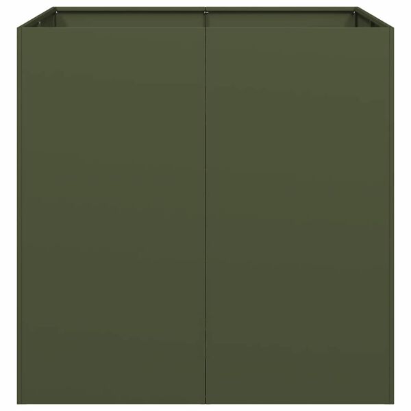 vidaXL Fioriera Verde Oliva 80x80x80 cm in Acciaio