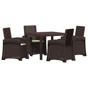 vidaXL Set da Pranzo per Giardino 5 pz Marrone e Crema PP