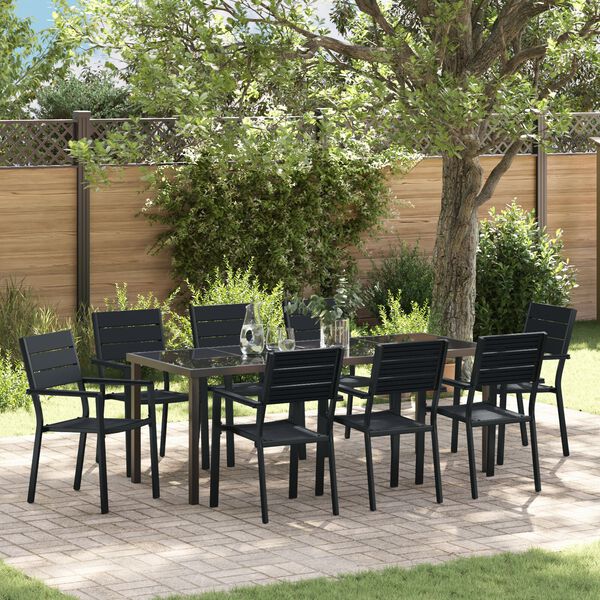 vidaXL Set da Pranzo per Giardino 9 pcs Nero