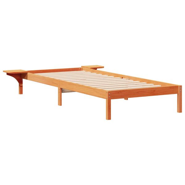 vidaXL Letto con Tavolini Laterali Marrone cerato 90 x 220 cm