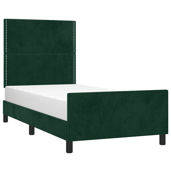 vidaXL Giroletto senza Materasso Verde Scuro 90x190 cm in Velluto