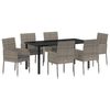 vidaXL Set da Pranzo per Giardino con cuscino 7 pcs Grigio polyrattan
