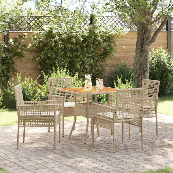 vidaXL Set da Pranzo per Giardino 5 pcs Beige polyrattan