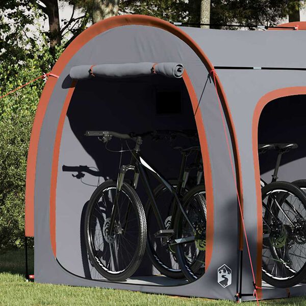 vidaXL Tenda porta biciclette Grigio e arancione 218 x 156 x 180 cm