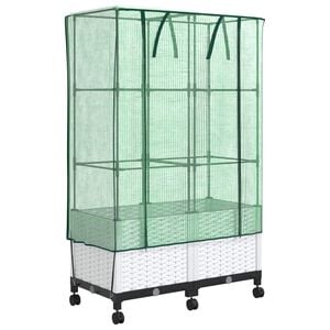 vidaXL Vaso da Giardino con Copertura per Serra e Ruote 2 pz Bianco PP