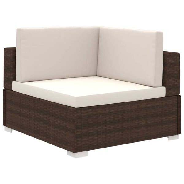 vidaXL Set Divani da Giardino 8 pz con Cuscini in Polyrattan Marrone