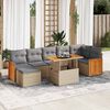 vidaXL Set Divano da Giardino 8 pz con Cuscini Beige Polyrattan Acacia