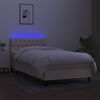 vidaXL Letto a Molle con Materasso e LED Crema 100x200cm in Tessuto