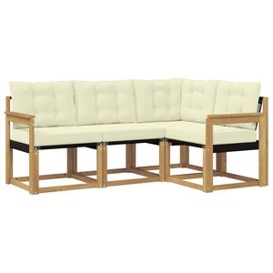 vidaXL Set di divani da esterno con cuscino 4 pcs Bianco e Crema