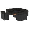vidaXL Set Divani da Giardino 12 pz con Cuscini Nero in Polyrattan