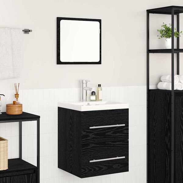 vidaXL Armadio per Lavabo da Bagno con cassetto Nero 42 x 39 x 52 cm