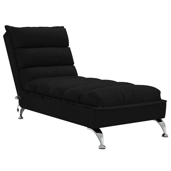 vidaXL Chaise Longue Massaggi con Cuscini Nero in Tessuto