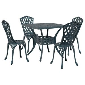 vidaXL Set di Tavolo da Giardino 5 pcs Verde Alluminio pressofuso
