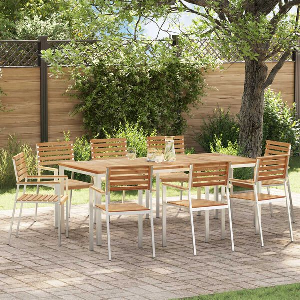 vidaXL Setdapranzodagiardino 9 pcs Marrone Teak solido