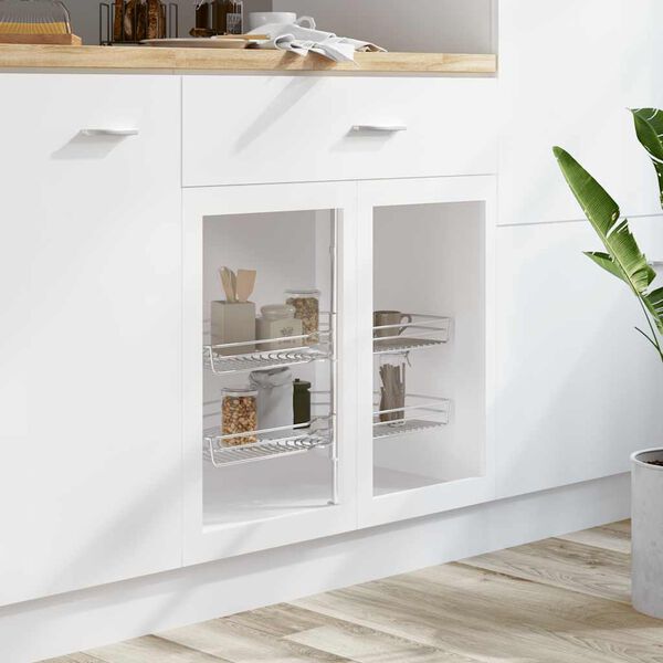 vidaXL Cestello Metallico a 2 Livelli Argento Rotabile 180&deg; 75x38x80cm