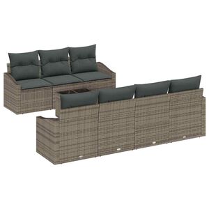 vidaXL Set di divani 8 pz Grigio polyrattan