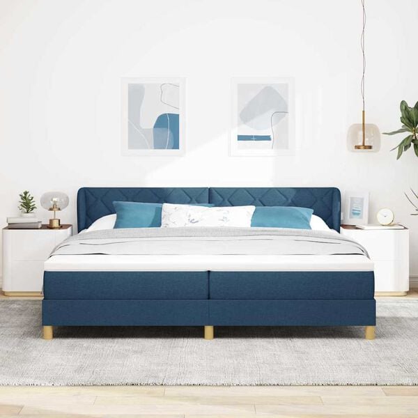 vidaXL Letto a molle con materasso Blu 200 x 200 cm Tessuto