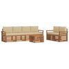vidaXL Set divani 7 pcs Naturale e Beige Legno di Acacia Massello