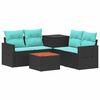 vidaXL Set di divani 6 pz Nero e Blu Rattan sintetico e Acciaio