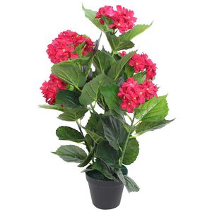 vidaXL Ortensia Pianta Artificiale con Vaso 60 cm Rossa