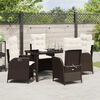 vidaXL Set da Pranzo per Giardino con cuscino 5 pcs Marrone polyrattan
