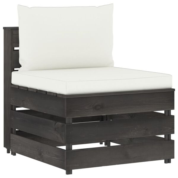 vidaXL Set Salotto da Giardino 3pz con Cuscini Legno Impregnato Grigio