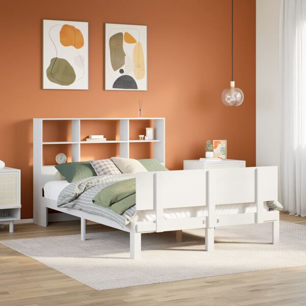 vidaXL Letto Libreria senza Materasso Bianco 120x190 cm Legno di Pino