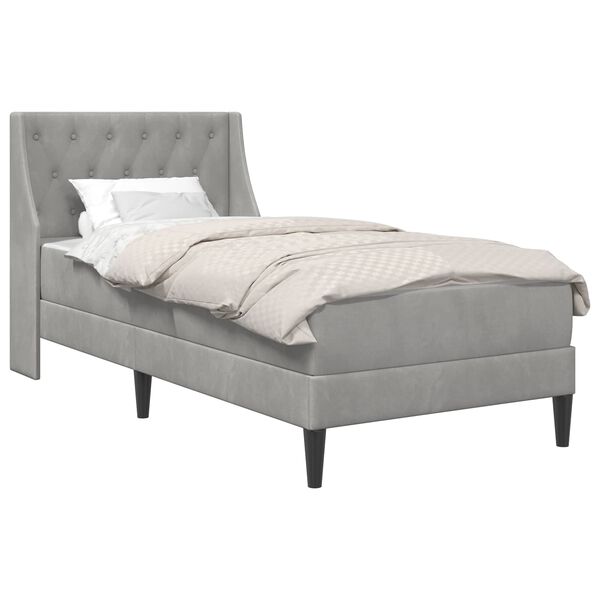 vidaXL Struttura letto con materasso Grigio chiaro 90 x 190 cm Velluto