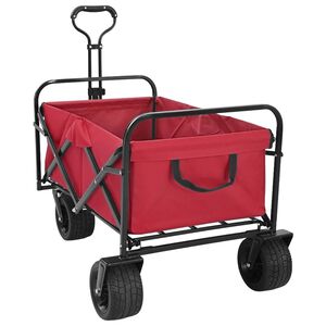 vidaXL Carrello a Mano Pieghevole Rosso 89 x 63 x 96 cm