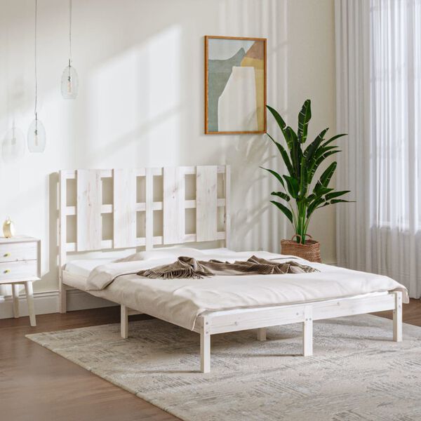 vidaXL Letto senza Materasso Bianco 140x190 cm Legno Massello di Pino