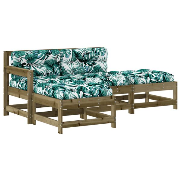 vidaXL Set Divani da Giardino 4pz con Cuscini Legno Impregnato di Pino