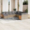 vidaXL Set Divani da Giardino 11 pz con Cuscini Beige in Polyrattan