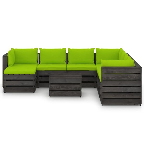 vidaXL Set Divani da Giardino con Cuscini 9 pz Legno Impregnato Grigio