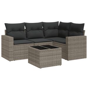 vidaXL Set Divano da Giardino 5 pz con Cuscini Grigio in Polyrattan