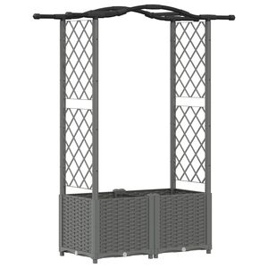 vidaXL Letto Rialzato con Griglia e Tetto Grigio chiaro PP