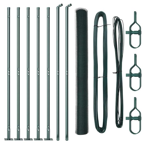 vidaXL Recinzione con pali. Verde 1.4 x 10 m Acciaio rivestito in PVC