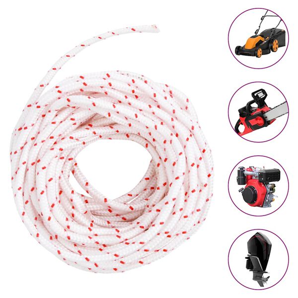 vidaXL Fune di Avviamento a Strappo Bianco e Rosso &Oslash;5 mm 10 m in Nylon
