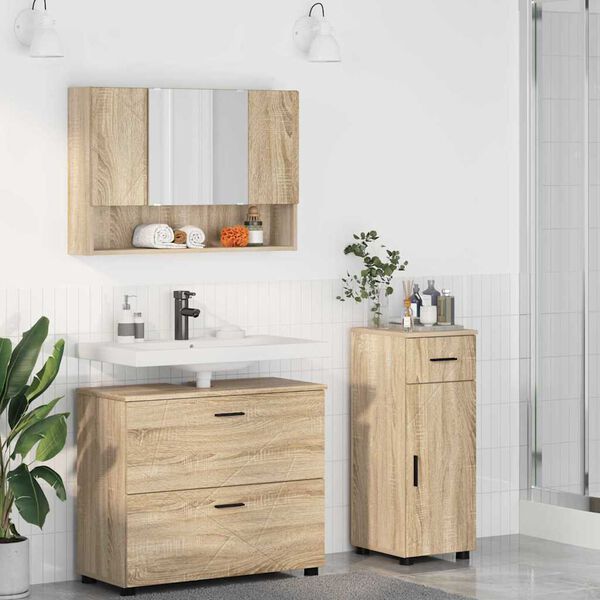 vidaXL Set di mobili per il bagno con cassetto 3 pcs Rovere Sonoma