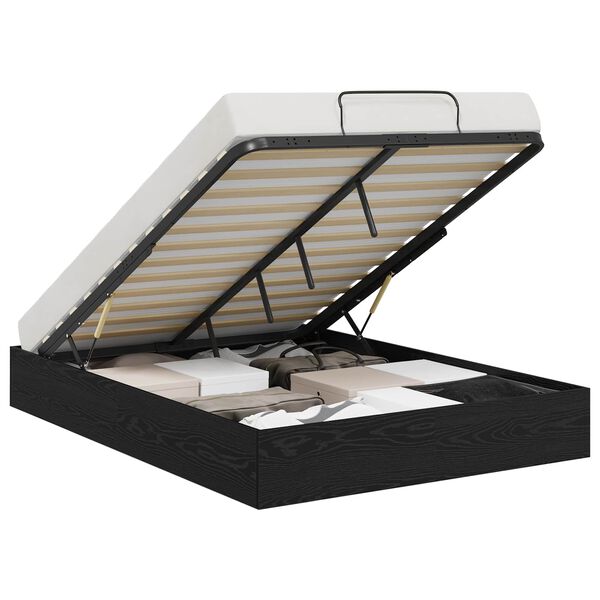 vidaXL Letto ottomano con archiviazione Rovere Nero 203 x 140 x 25 cm