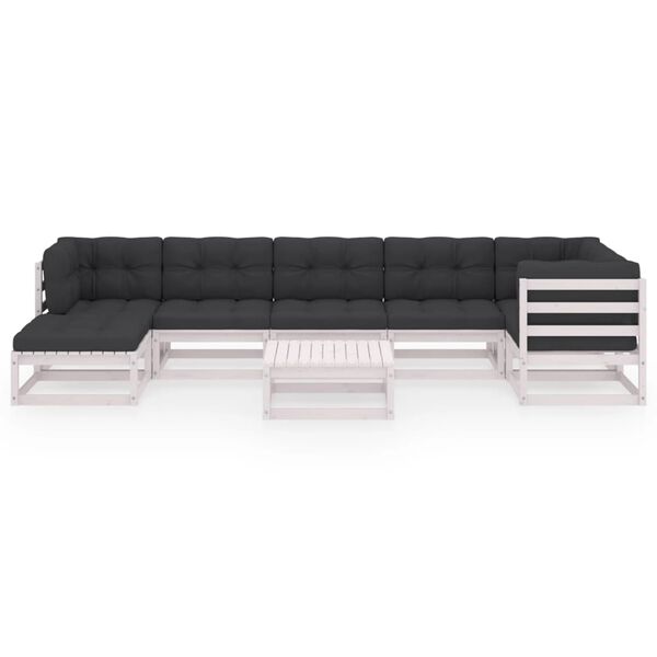 vidaXL Set Salotto Giardino 8 pz Cuscini Antracite Legno Massello Pino