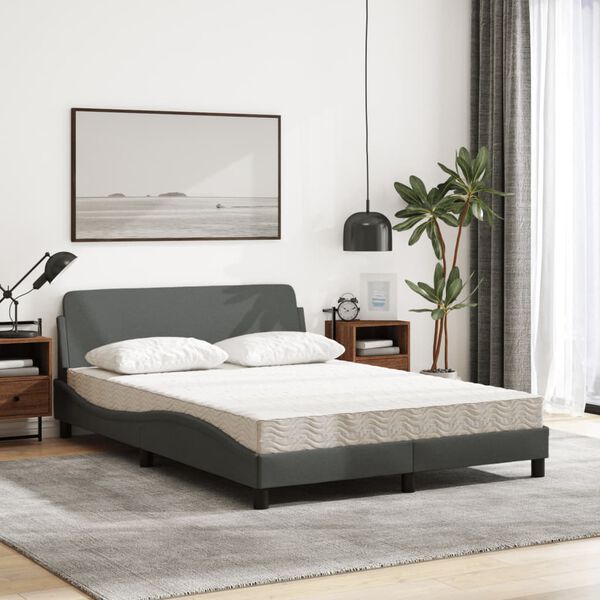 vidaXL Letto con Materasso Dover Grigio Scuro 120x200 cm Tessuto